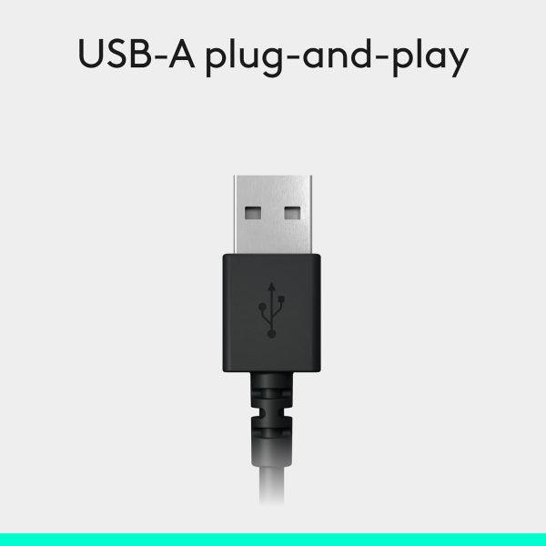 Logitech H390 Gaming Headphones, Wired Headphones with Mic, USB Headset with Microphone for PC, Noise Cancelling Microphone for Video Meetings, Music, Gaming - Black