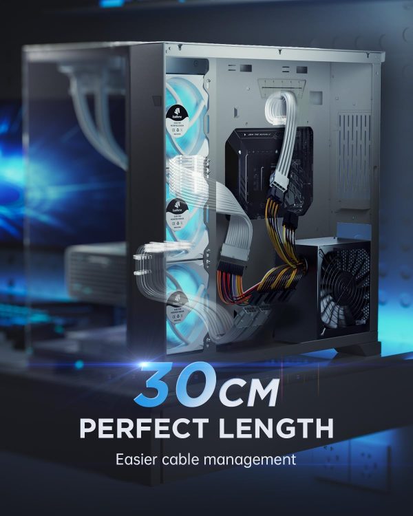 AsiaHorse 16AWG PSU Cable Extension Power Cords, Customized Power Supply Mod Sleeve Extension Cable, ATX/EPS/8-pin PCI-E/6-pin PCI-E for PSU Cable (Pure White)