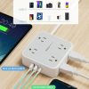 Surge Protector Flat Extension Cord Flat Plug Power Strip, 8 AC Outlets, 3 USB Charger(1 USB C Port) 3-Sided Outlet Extender, 5 Ft, 900 Joules Protection, Office Supplies, Dorm Room Essentials, Grey
