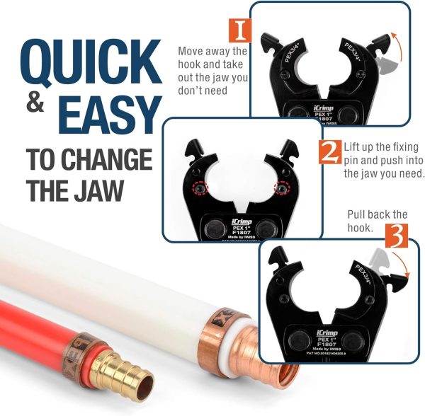 iCrimp F1807 Copper Ring Crimping Tool Kit for 3/8,1/2,3/4,1-inch- Free Removal Tool& Pex Pipe Cutter&Gauge- For All US F1807 Standards