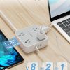 Surge Protector Flat Extension Cord Flat Plug Power Strip, 8 AC Outlets, 3 USB Charger(1 USB C Port) 3-Sided Outlet Extender, 5 Ft, 900 Joules Protection, Office Supplies, Dorm Room Essentials, Grey