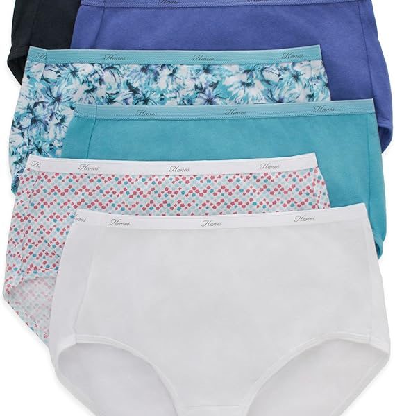 Hanes Women's High-Waisted Brief Panties, 6-Pack, Moisture-Wicking Cotton Brief Underwear (Colors May Vary)