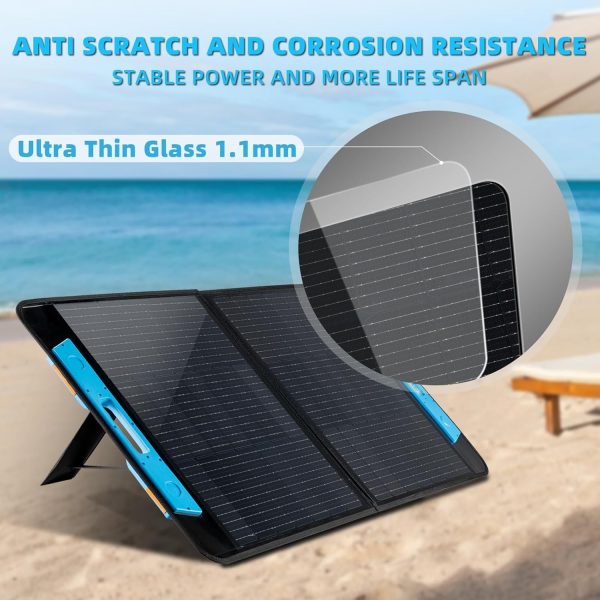 100Watt Foldable Solar Panel 23% Efficiency for Portable Power Station Ultra Thin Glass 1.1mm Surface with MC4 Connector for RV,Camping,Hiking,Travel