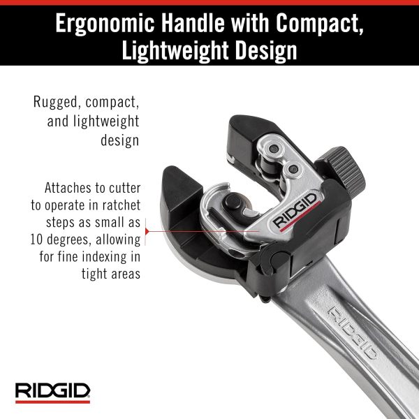 RIDGID 32573 Model 118 2-in-1 Close Quarters AUTOFEED 1/4" to 1-1/8" Metal Tubing Compact Cutter, Silver/Black