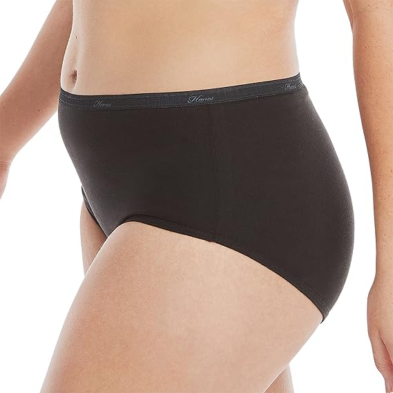 Hanes Women's High-Waisted Brief Panties, 6-Pack, Moisture-Wicking Cotton Brief Underwear (Colors May Vary)