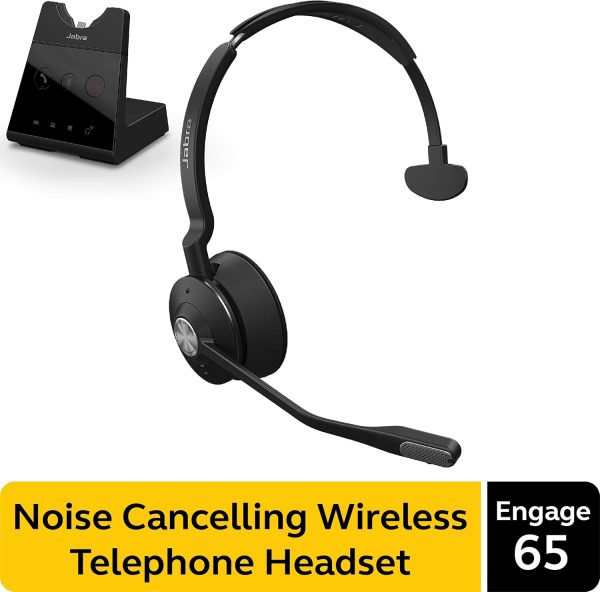 Jabra Engage 65 Wireless Headset, Mono – Telephone Headset with Industry-Leading Wireless Performance, Advanced Noise-Cancelling Microphone, Call Center Headset with All Day Battery Life